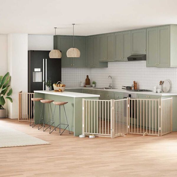 vidaXL Koiraportti kokoontaittuva 8 paneelia 640 cm poppelipuu