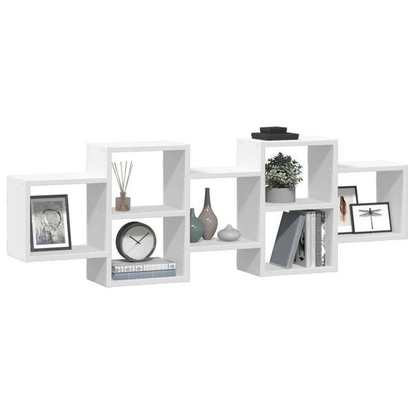 vidaXL Sein&auml;hylly valkoinen 129x18x42 cm lastulevy