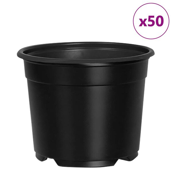 vidaXL Kukkaruukku 50 pcs Musta &Oslash; 15 x 12.5 cm Muovi