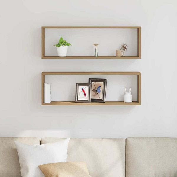 vidaXL Seinähylly 2 pcs Käsityöläisvalmistettu tammi 80 x 15 x 26 cm