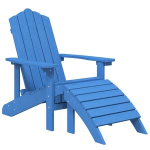vidaXL Adirondack puutarhatuoli jalkajakkaralla HDPE vedensininen