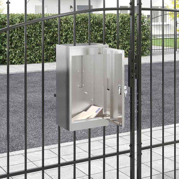 vidaXL Postilaatikko ovella Musta 30 x 20 x 55 cm Ruostumaton ter&auml;s