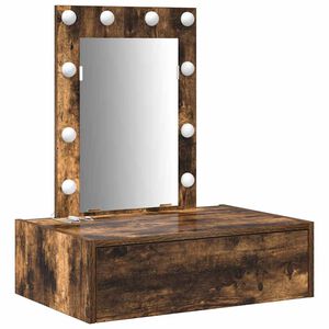 vidaXL Meikkip&ouml;yt&auml; peilivalot Ruskea 60 x 40 x 70 cm Tekninen puu