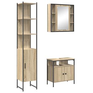 vidaXL Kylpyhuonekalustesetti 3 kpl Sonoman tammi 33 x 33 x 185,5 cm