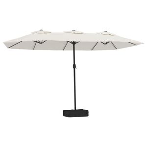 vidaXL Aurinkovarjo kaksip&auml;inen LED-valot hiekanvalkoinen 449x265 cm