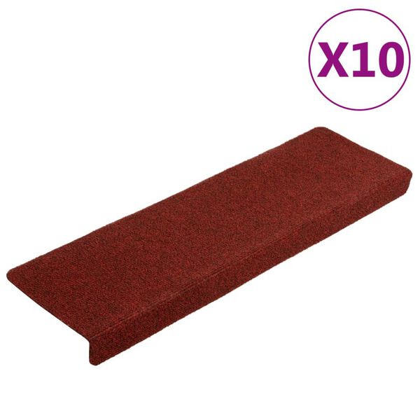 vidaXL Porrasmatot itseliimautuvat 10 kpl 65x21x4 cm viininpunainen suorakaiteen muotoinen reuna
