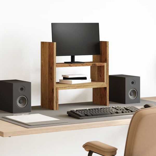 vidaXL Pöytäjärjestäjä säädettävä vanha puu 40x17x41 cm tekninen puu