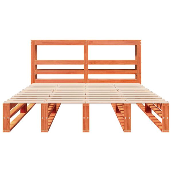 vidaXL Sänky ilman patjaa vahanruskea 120x200 cm täysi mänty