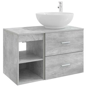 vidaXL Kylpyhuonekalustesetti 2 kpl Betoninharmaa Tekninen puu