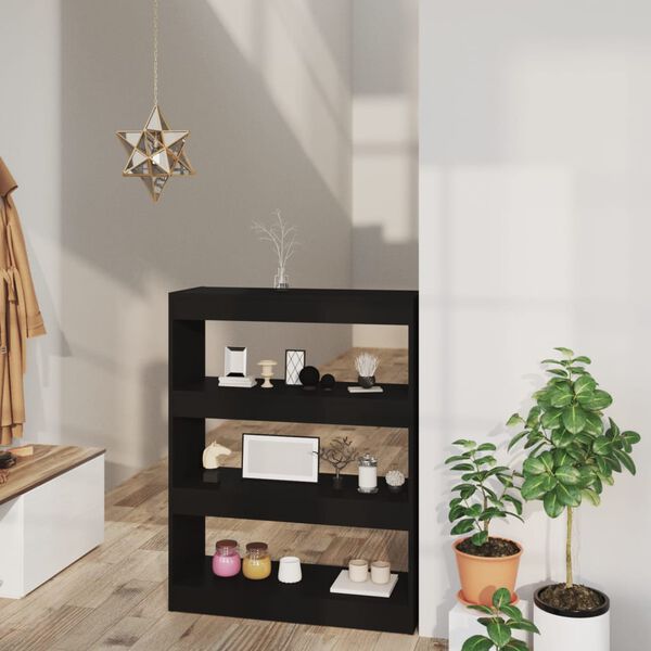 vidaXL Kirjahylly/tilanjakaja musta 80x30x103 cm tekninen puu