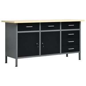 vidaXL Ty&ouml;taso musta 160x60x85 cm ter&auml;s