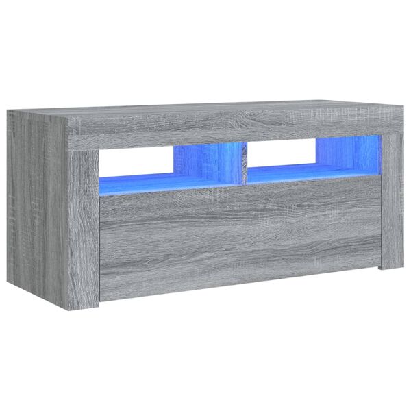 vidaXL TV-taso LED-valoilla harmaa Sonoma 90x35x40 cm