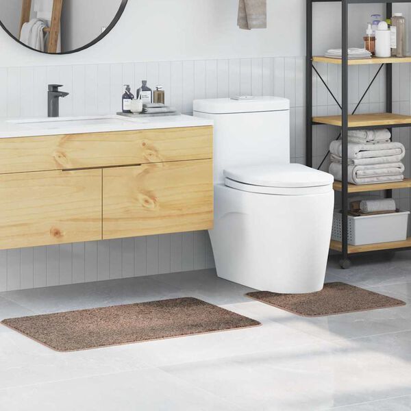 vidaXL Liukumaton kylpyhuoneen matto-setti 2 pcs Ruskea PP