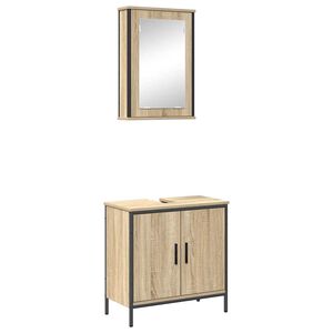 vidaXL Kylpyhuonekalustesetti hyllyll&auml; 2 pcs Ruskea Tekninen puu