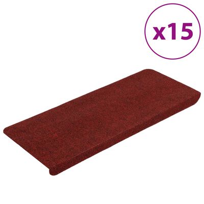 vidaXL Itsekiinnittyvät porrasmatot 15 kpl 65x24,5x3,5 cm punainen