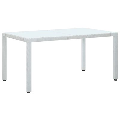 vidaXL Puutarhapöytä valkoinen 150x90x75 cm polyrottinki
