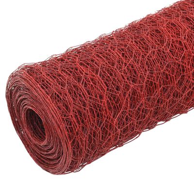 vidaXL Kanaverkko teräs PVC pinnoitteella 25x1,2 m punainen