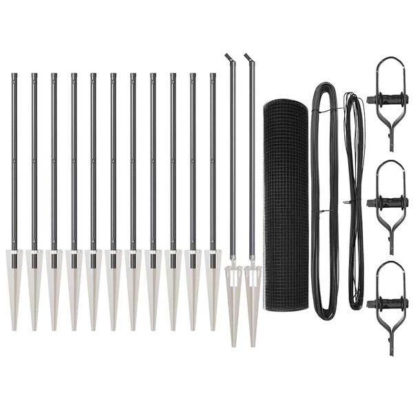 vidaXL Aitalatu Harmaa 25 x 0,8 m (19 x 19 mm verkko) Teräs ja PVC