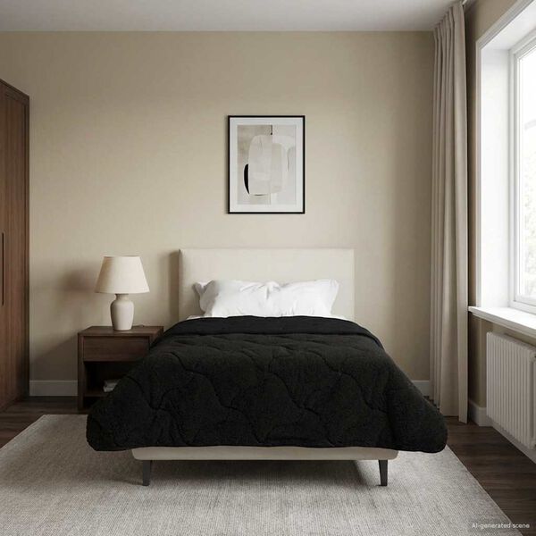 vidaXL Kes&auml;peitto Musta 140 x 200 cm Mikrokuitu ja teddy fleece