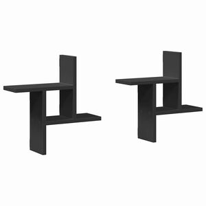 vidaXL Sein&auml;hyllyt 2 kpl musta 38x12x38 cm tekninen puu