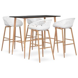 vidaXL 5-osainen baarisarja musta ja valkoinen