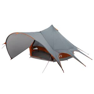vidaXL Teepee-teltta 3-hengen Harmaa ja oranssi 600 x 600 x 347 cm
