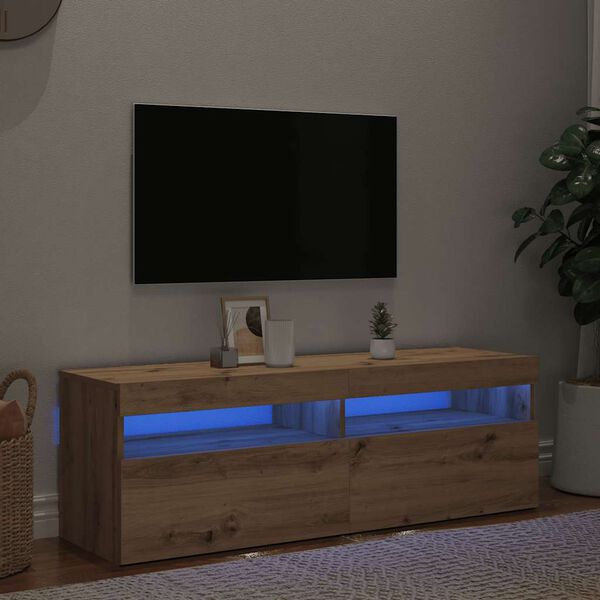 vidaXL TV-kaappi LED-valoilla käsityöläinen tammi 120x35x40 cm