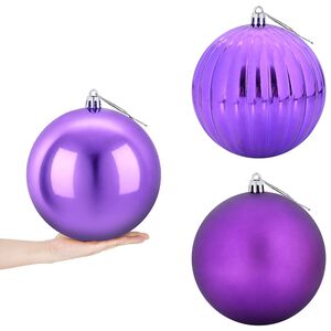 vidaXL Joulupallosetti XXL 3 kpl Liila &Oslash; 25 cm Muovi