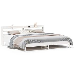 vidaXL S&auml;ngynrunko ilman patjaa valkoinen 200x200 cm t&auml;ysi m&auml;nty