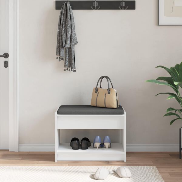 vidaXL Halli penkki Valkoinen 63 x 38 x 45 cm Insin&ouml;&ouml;ripuu ja kangas