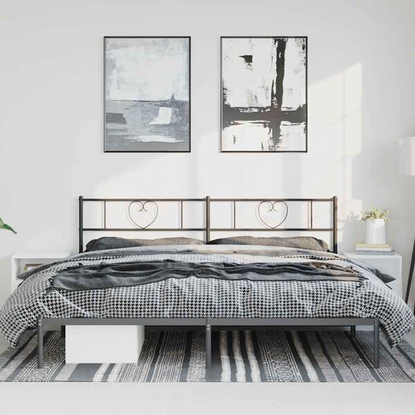 vidaXL Metallinen s&auml;ngynrunko p&auml;&auml;dyll&auml; musta 193x203 cm