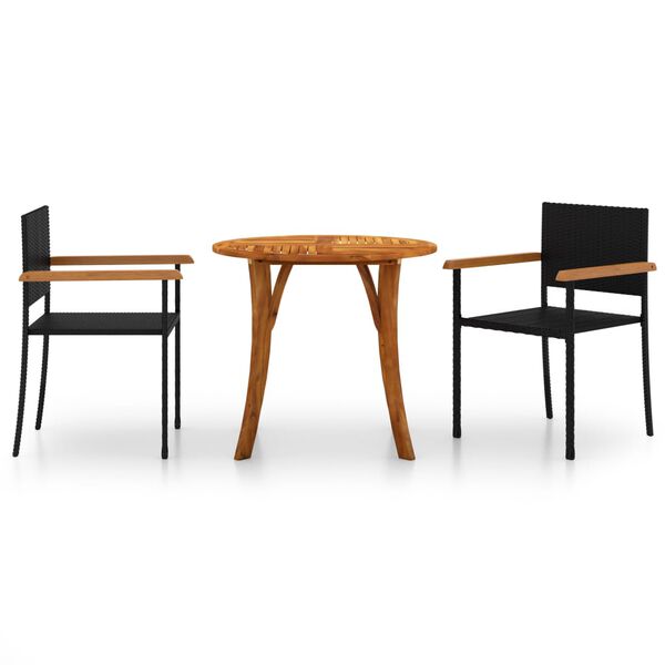 vidaXL 3-osainen Puutarhan ruokailuryhm&auml; musta