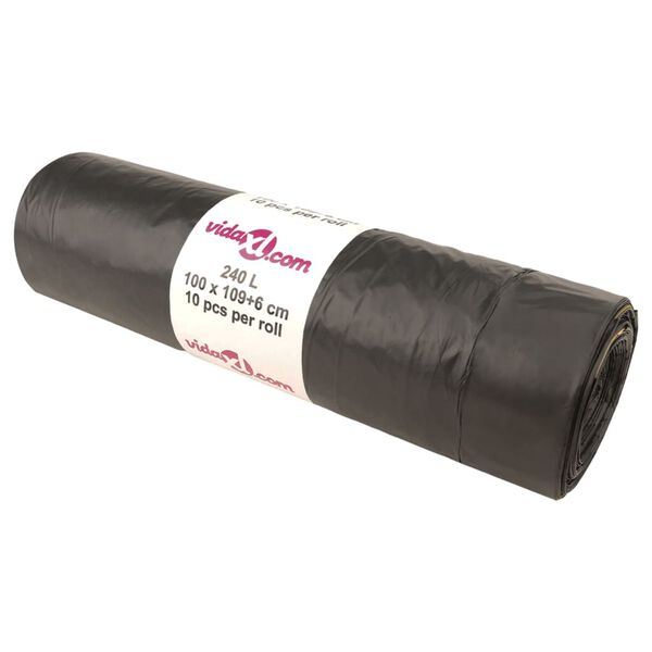 vidaXL Roskapussit kiristysny&ouml;reill&auml; 150 kpl musta 240 l