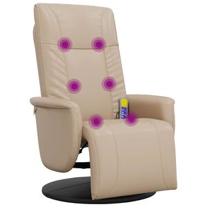 vidaXL Hierova nojatuoli jalkatuella cappuccino keinonahka