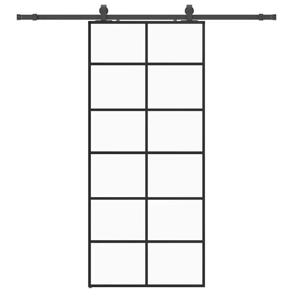 vidaXL Liukuovi asennustarvikkeilla musta 90x205 cm ESG lasi