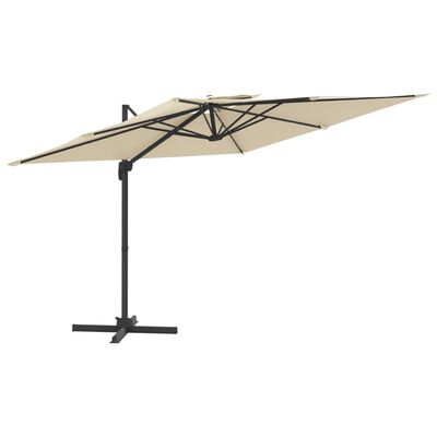 vidaXL Riippuva kaksois-aurinkovarjo hiekanvalkoinen 400x300 cm