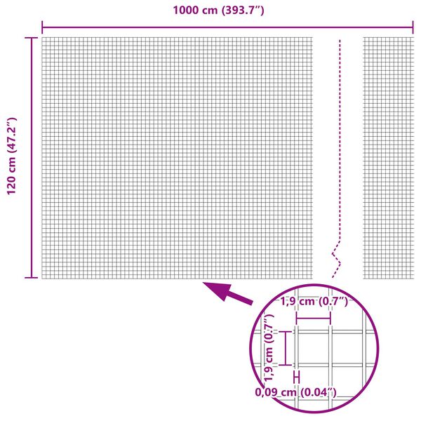 vidaXL Hitsattu lankaa Vihreä 1.2 x 10 m Teräs