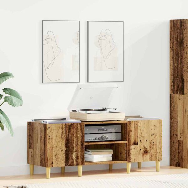 vidaXL Levykaappi Vanha Puu 121 x 38 x 48 cm Tekninen puu