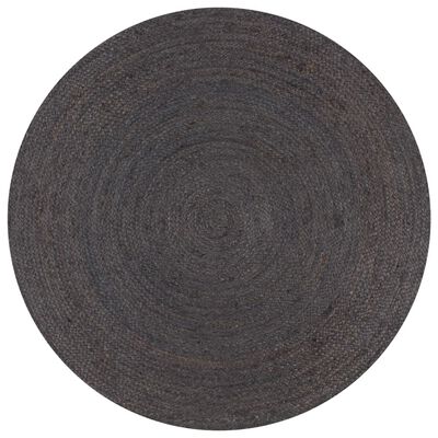 vidaXL Käsintehty pyöreä juuttimatto 150 cm tummanharmaa