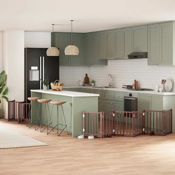 vidaXL Koiraportti kokoontaittuva 15 paneelia ruskea 750 cm poppelipuu