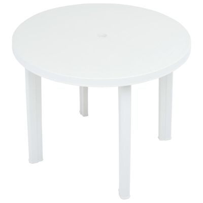 vidaXL Puutarhapöytä valkoinen 89 cm muovi