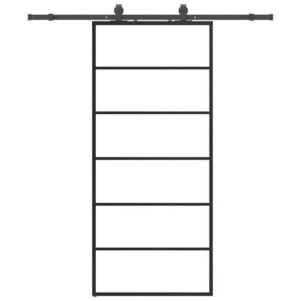 vidaXL Liukuovi asennustarvikkeilla musta 90x205 cm ESG lasi