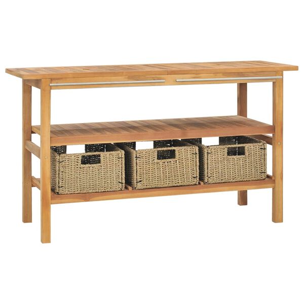 vidaXL Kylpyhuoneen hyllykkö musta marmori pesualtailla täysi tiikki