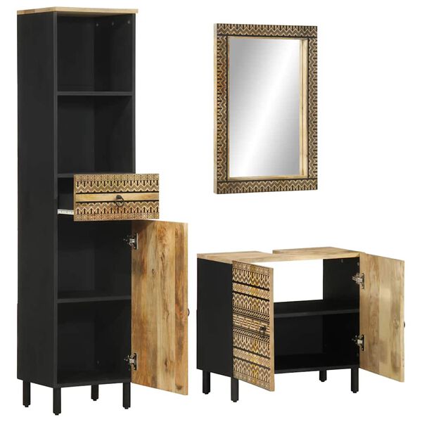 vidaXL 3-osainen Kylpyhuoneen kalustesarja t&auml;ysi mangopuu