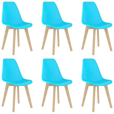 vidaXL Ruokapöydän tuolit 6 kpl sininen muovi