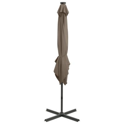 vidaXL Riippuva aurinkovarjo tangolla ja LED-valoilla ruskeanh. 250 cm