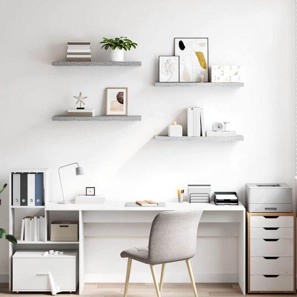 vidaXL Kelluvat sein&auml;hyllyt 4 kpl betoninharmaa 80x23,5x3,8 cm MDF