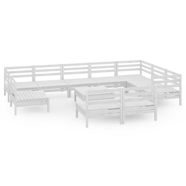 vidaXL 11-osainen Puutarhasohvasarja valkoinen t&auml;ysi m&auml;nty