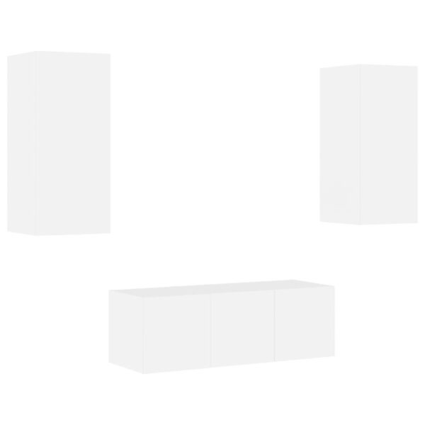 vidaXL 4-osainen LED TV-kaappisarja valkoinen tekninen puu