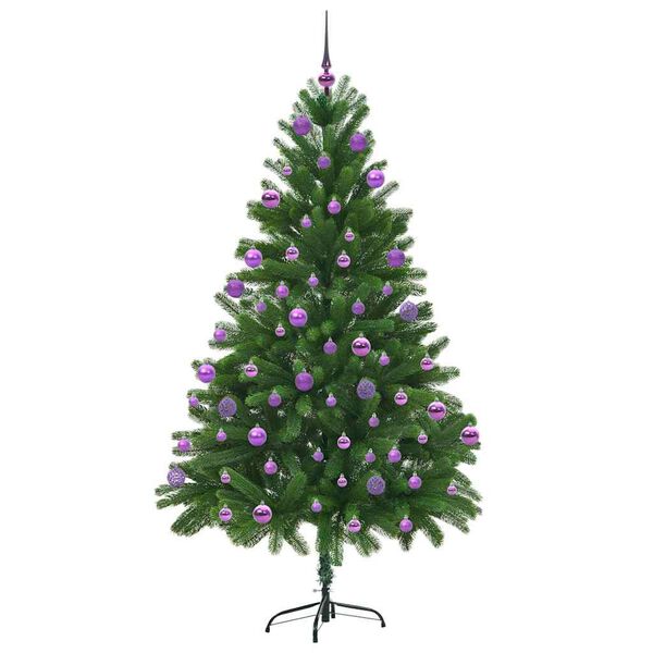 vidaXL Joulukuusi 300 LED-valoilla jalustalla Vihre&auml; 210 cm PE